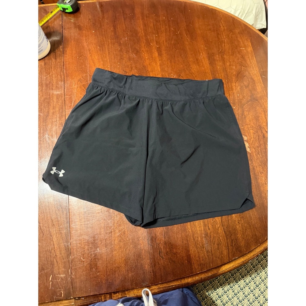 Under Armour Speedpocket Running Shorts Womens XL Black Fitted 1377484 Gym